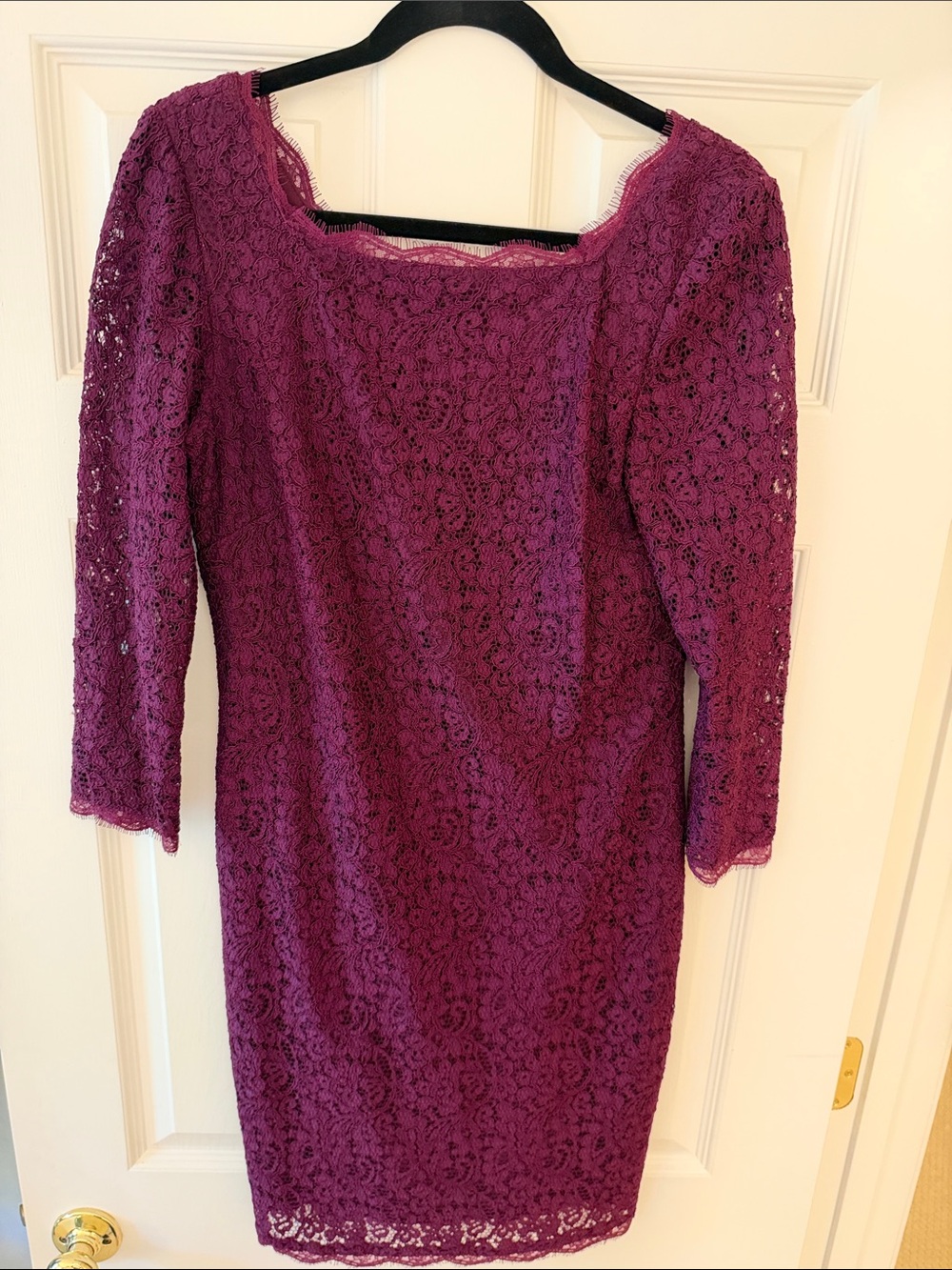 Adrianna Papell Plum Lace Midi Dress